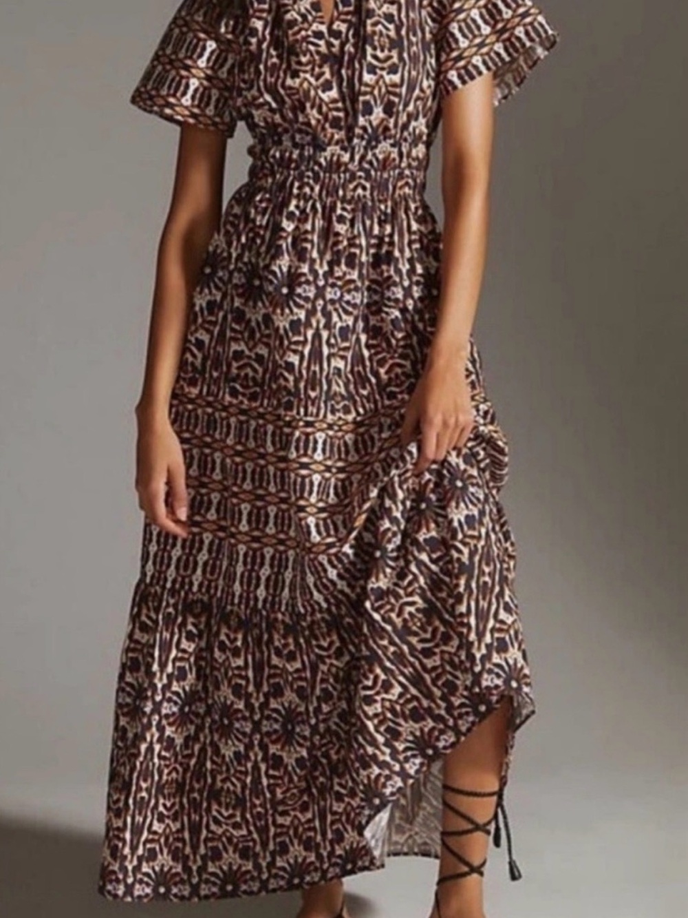 Anthropologie Maeve XS Somerset Boho Prairie 100% Cotton Sundress Midi Dress - Picture 5 of 14